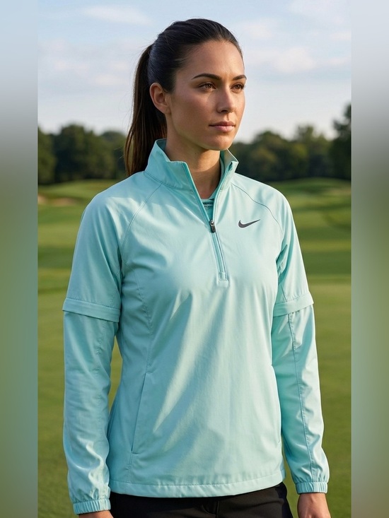 Nike Tops - Nike Golf Women's Convertible 1/4 Zip Jacket Mint Teal Light Blue Size M